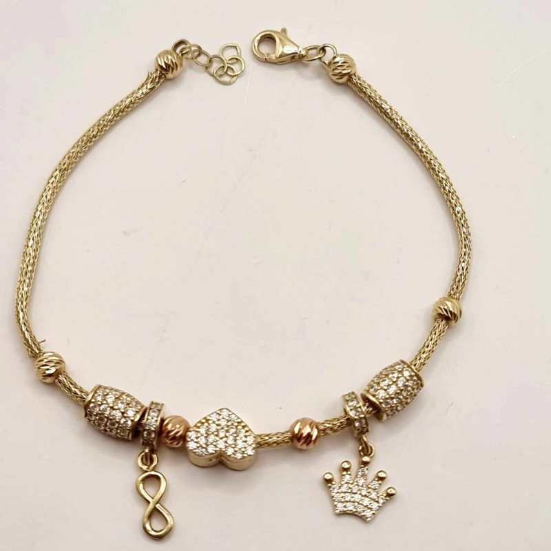 Kenzari Jewellery 14k Gold Charm Bracelet for women-6.41 Grams