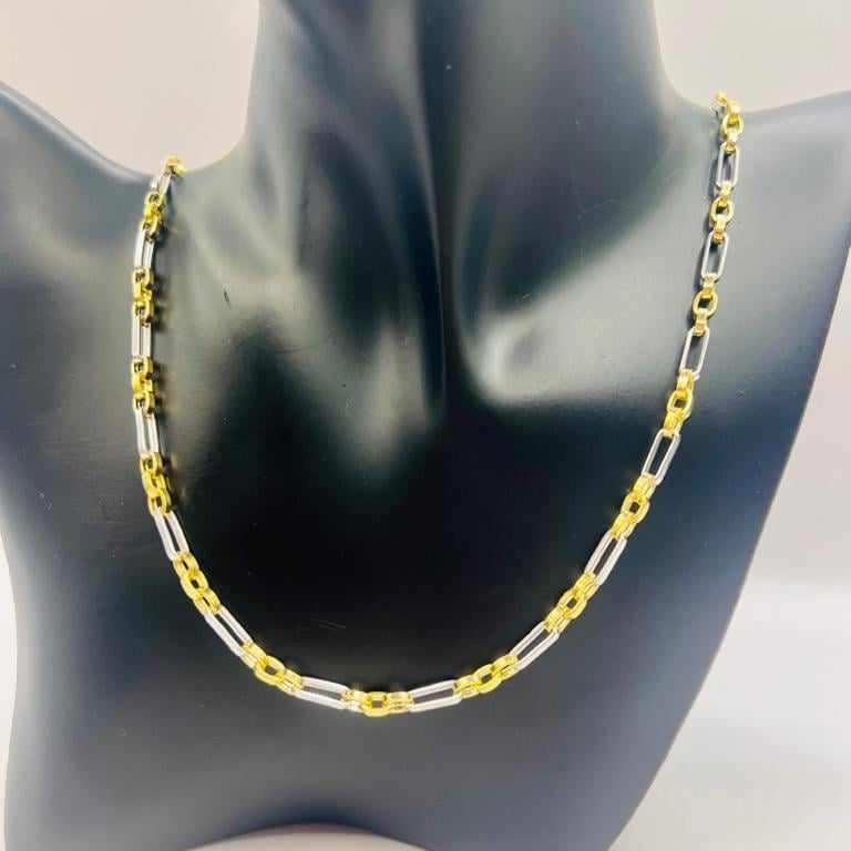 Kenzari Jewellery 14k Gold Two Tone Necklace for Men - 11.04 Grams