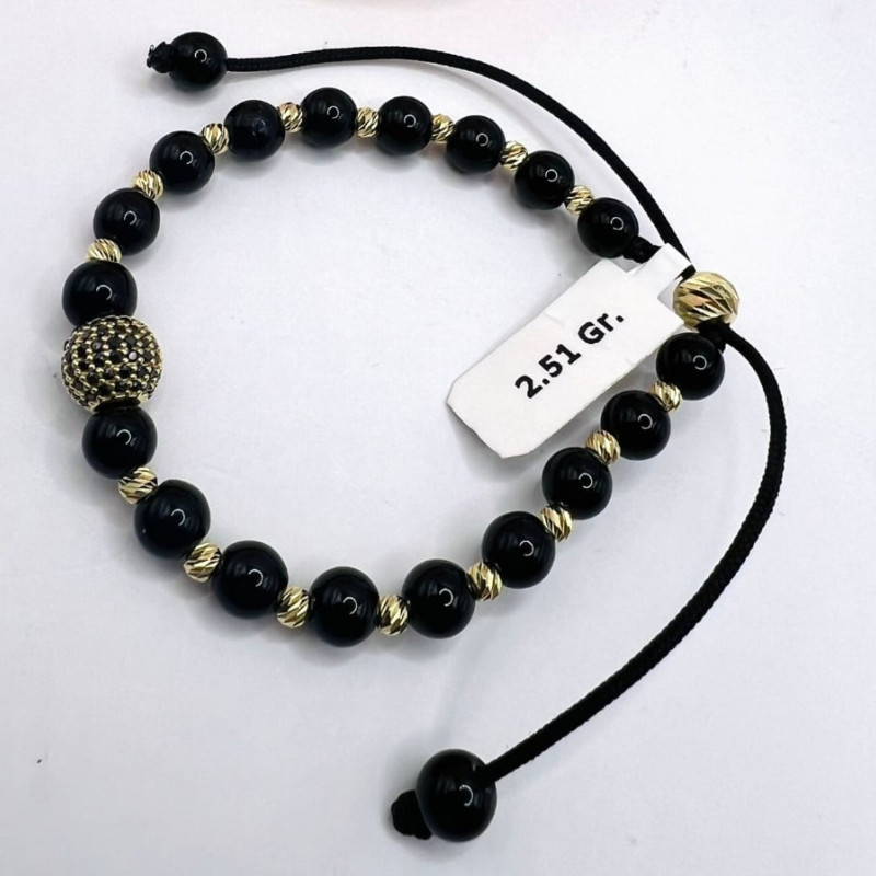 Kenzari Jewellery 14k Gold String Beads Bracelet for Men - 2.51 Grams