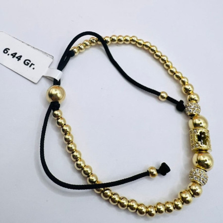 Kenzari Jewellery 14k Gold String Gold Beads Bracelet for Men - 6.44 Grams