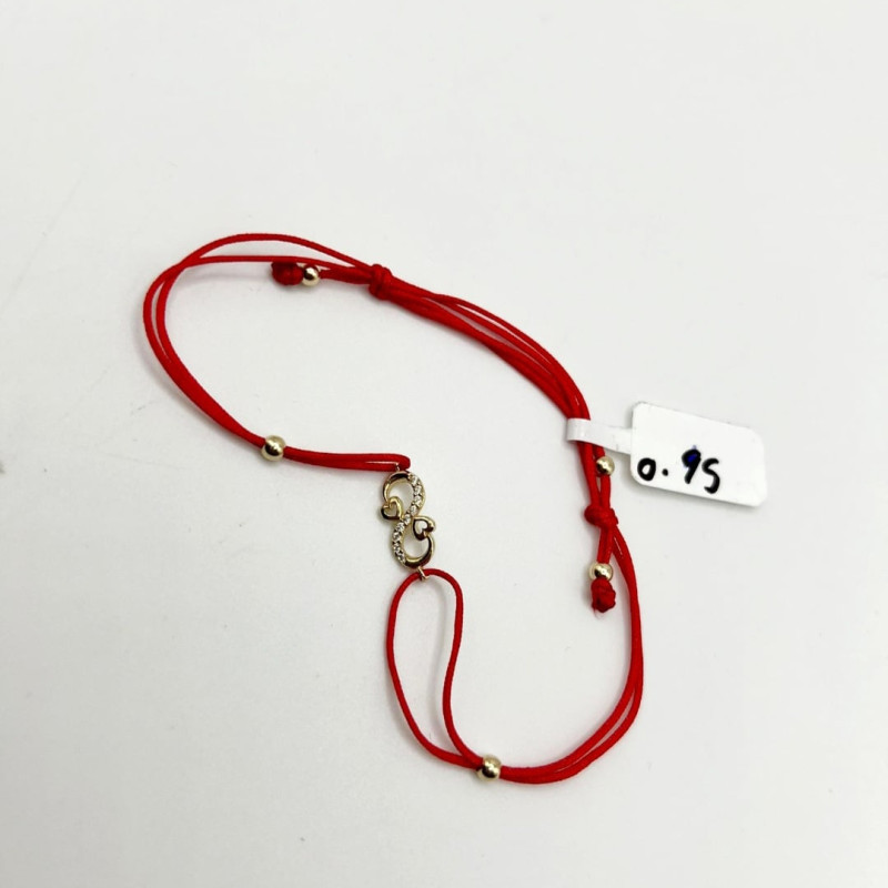 Kenzari Jewellery 14k Gold Red String Bracelet for Women - 0.95 Grams