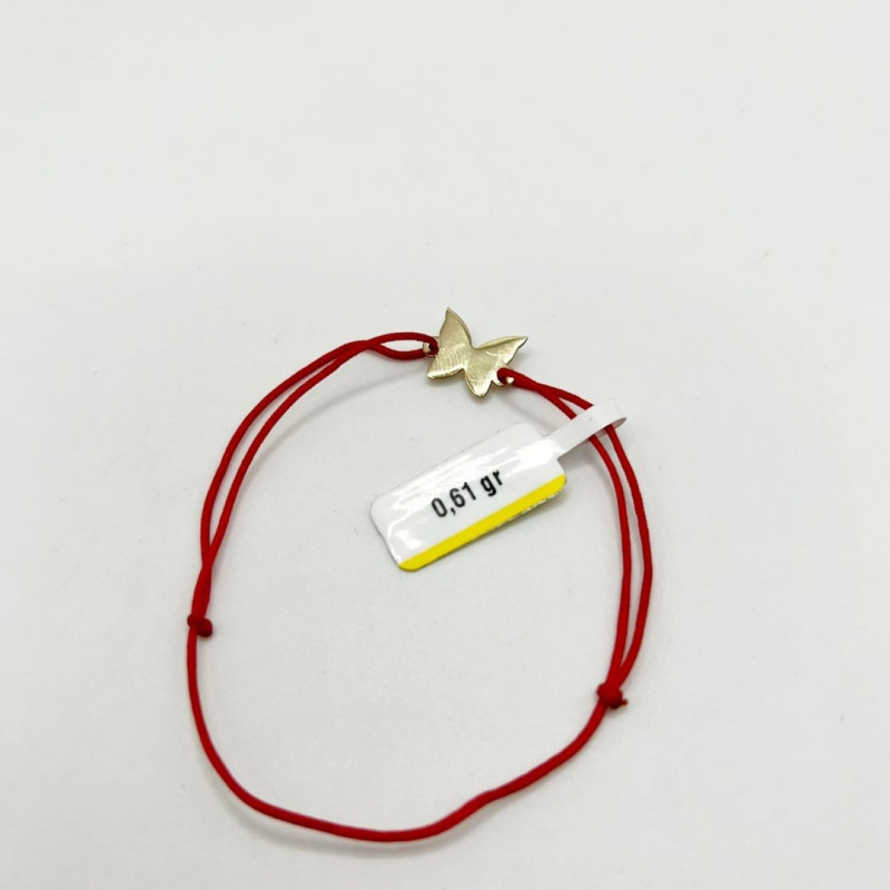 Kenzari Jewellery 14k Gold Red String Butterfly Bracelet for Women - 0.61 Gram