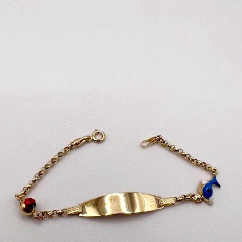 Kenzari Jewellery 14k Gold Nameplate Bracelet with Colorful Charm Accents for Kids - 2.42 Grams Kenzari Jewellery 14k Gold Nameplate Bracelet with Colorful Charm Accents for Kids - 2.42 Grams