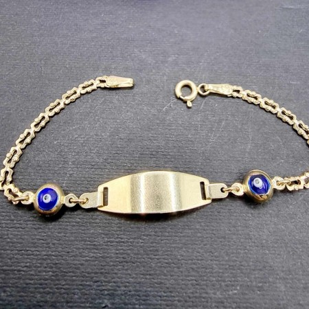 Kenzari Jewellery 14k Gold Blue Eye Bracelet for Kids - 2.17 Grams Kenzari Jewellery 14k Gold Blue Eye Bracelet for Kids - 2.17 Grams