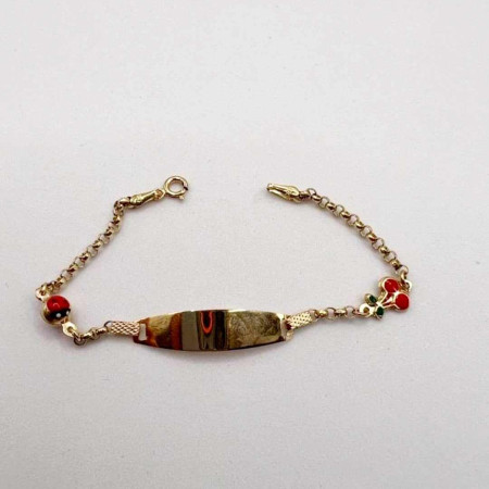 Kenzari Jewellery 14k Gold Nameplate with Accents Bracelet for Kids - 2.10 Grams