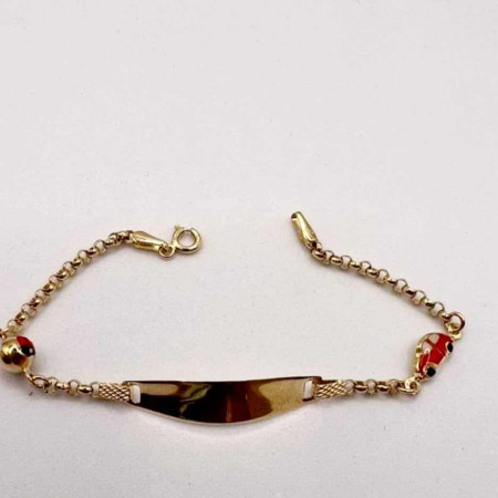 Kenzari Jewellery 14k Gold Nameplate with Accents Bracelet for Kids - 2.31 Grams