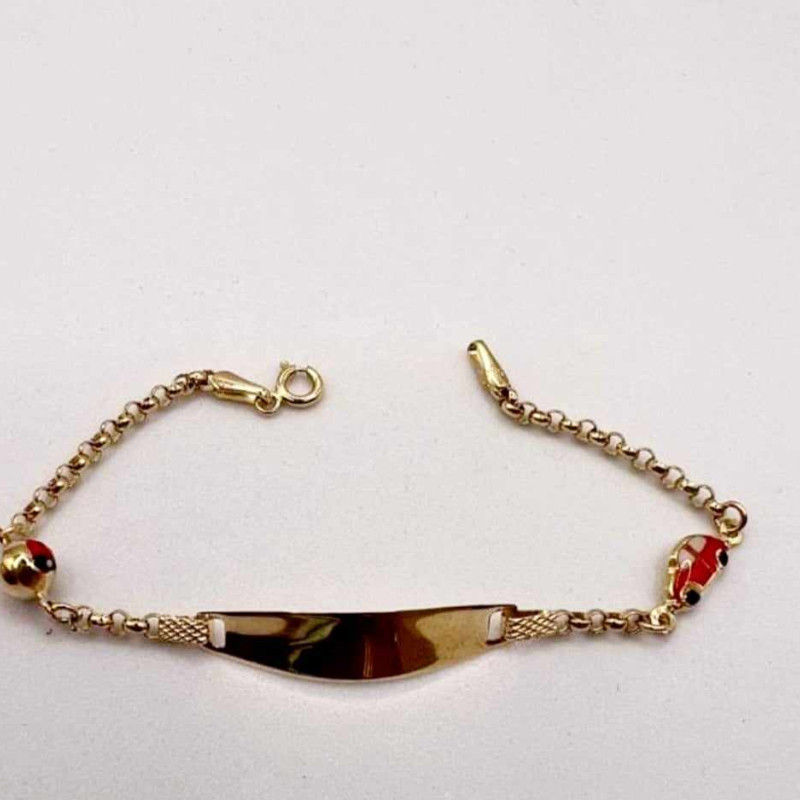 Kenzari Jewellery 14k Gold Nameplate with Accents Bracelet for Kids - 2.31 Grams