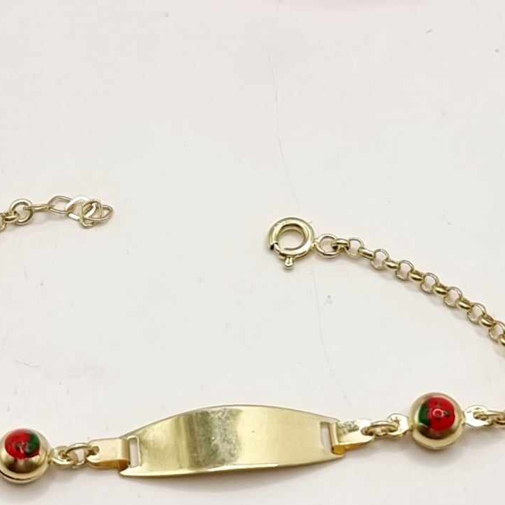 Kenzari Jewellery 14k Gold Nameplate with Accents Bracelet for Kids - 1.91 Grams