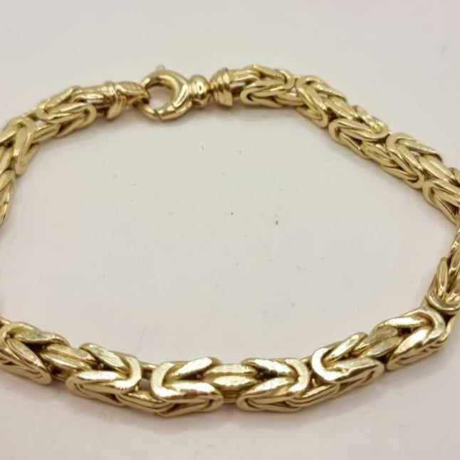 Kenzari Jewellery 14k Gold Byzantine chain bracelet for Men -14.29 Grams