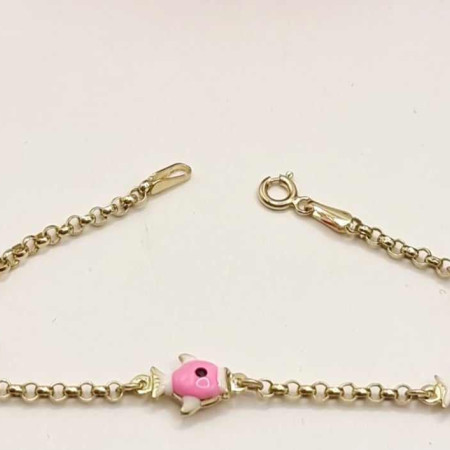 Kenzari Jewellery 14k Gold Nameplate with Fish Accents Bracelet for Kids - 3.16 Grams Kenzari Jewellery 14k Gold Nameplate with Fish Accents Bracelet for Kids - 3.16 Grams