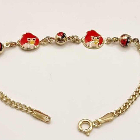 Kenzari Jewellery 14k Gold Chain with Angry Bird Accent Bracelet for Kids - 2.45 Grams Kenzari Jewellery 14k Gold Chain with Angry Bird Accent Bracelet for Kids - 2.45 Grams