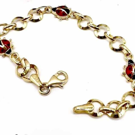 Kenzari Jewellery 14k Gold Chain with Ladybug Accents Bracelet for Kids - 3.61 Grams Kenzari Jewellery 14k Gold Chain with Ladybug Accents Bracelet for Kids - 3.61 Grams
