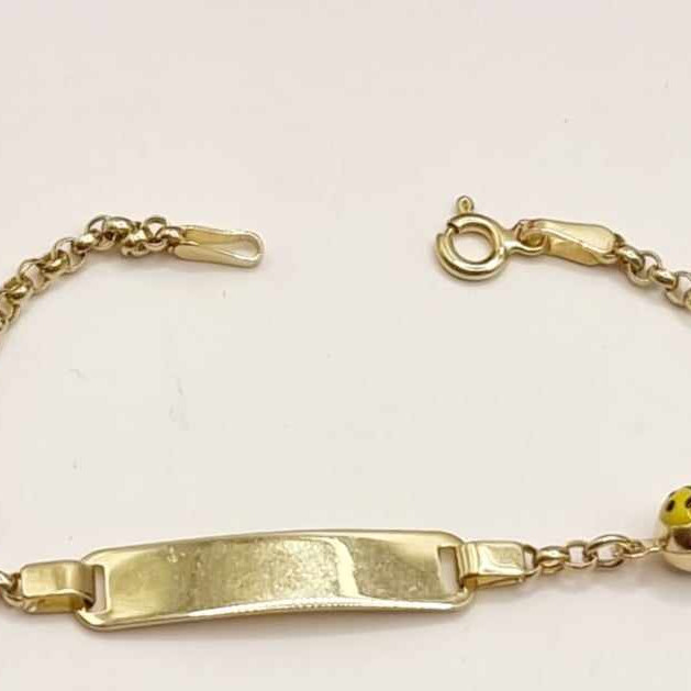 Kenzari Jewellery 14k Gold Nameplate with Accents Bracelet for Kids - 2.86 Grams