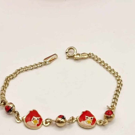 Kenzari Jewellery 14k Gold Chain with Angry bird Accents Bracelet for Kids - 2.40 Grams Kenzari Jewellery 14k Gold Chain with Angry bird Accents Bracelet for Kids - 2.40 Grams