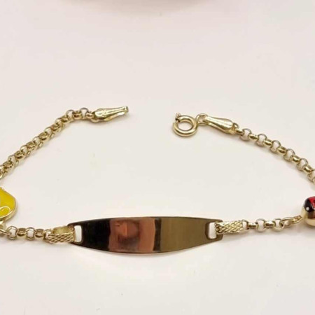 Kenzari Jewellery 14k Gold Nameplate with Accents Bracelet for Kids - 2.32 Grams