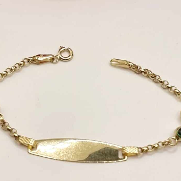 Kenzari Jewellery 14k Gold Nameplate with Accents Bracelet for Kids - 3.10 Grams