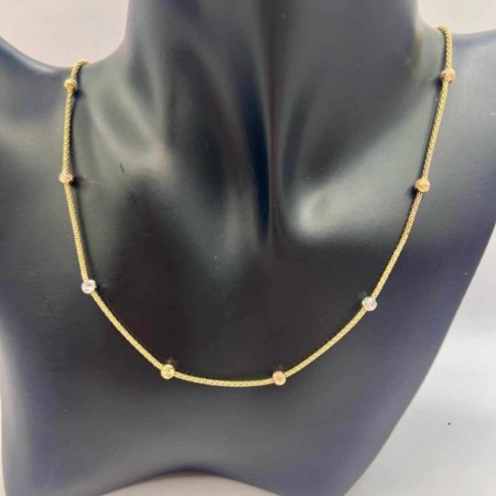 Kenzari Jewellery 14k Gold and White Beads Necklace for Women - 5.25 Grams