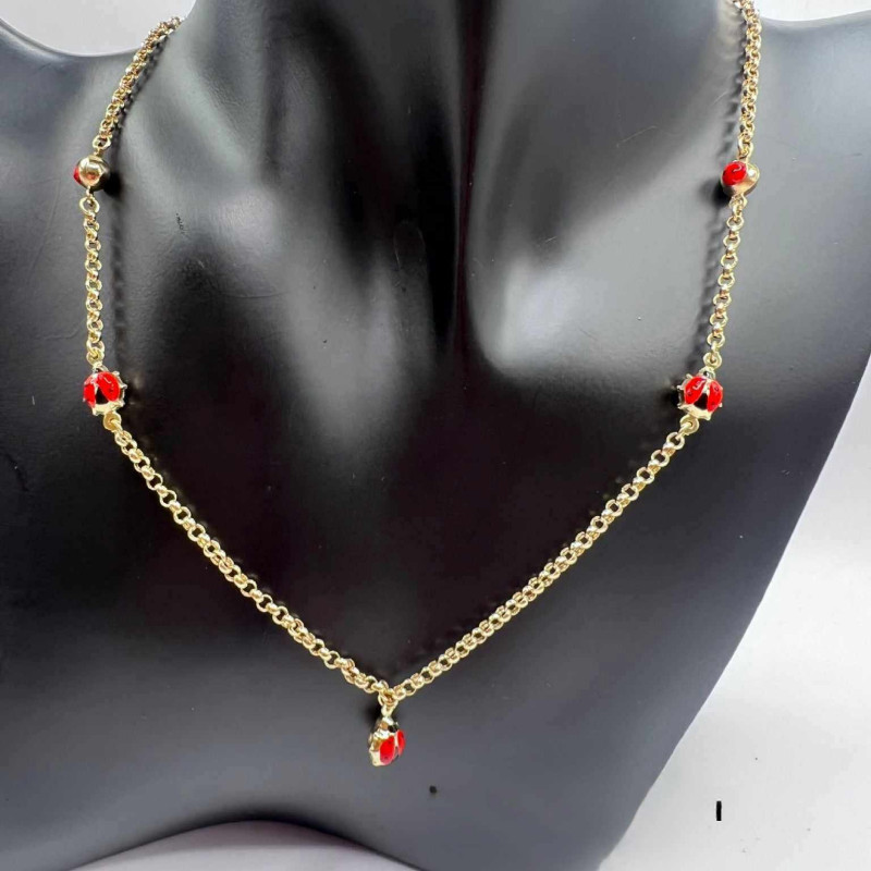 Kenzari Jewellery 14k Gold Ladybug Necklace for Kids - 5.88 Grams