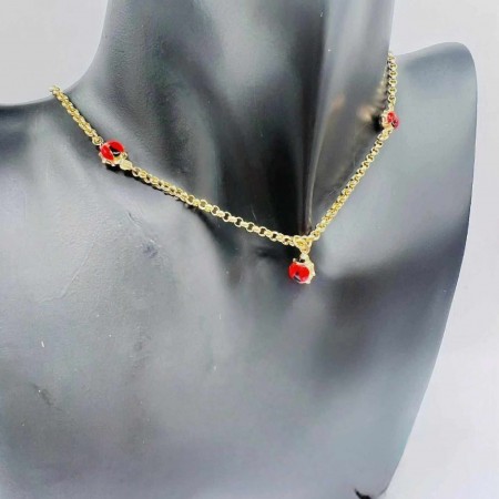 Kenzari Jewellery 14k Gold Ladybug Charm Necklace for Kids - 6.20 Grams Kenzari Jewellery 14k Gold Ladybug Charm Necklace for Kids - 6.20 Grams