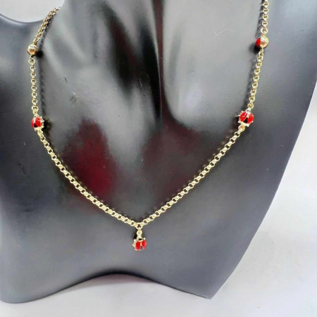 Kenzari Jewellery 14k Gold Ladybug Charms Necklace for Kids - 5.85 Grams Kenzari Jewellery 14k Gold Ladybug Charms Necklace for Kids - 5.85 Grams