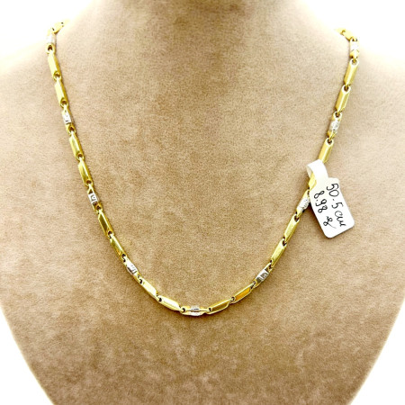 Kenzari Jewellery 14k Gold Two Tone Necklace for Men - 8.98 Grams