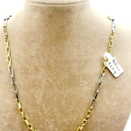 Kenzari Jewellery 14k Gold Two Tone Necklace for Men - 8.27 Grams Kenzari Jewellery 14k Gold Two Tone Necklace for Men - 8.27 Grams