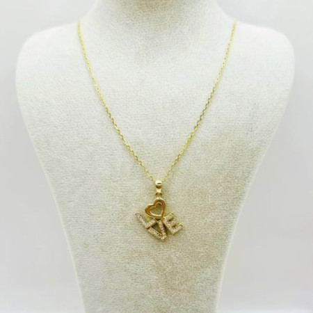 Kenzari Jewellery 14k Gold Necklace with "LOVE" stylized letters Pendant for Women - 2.42 Grams