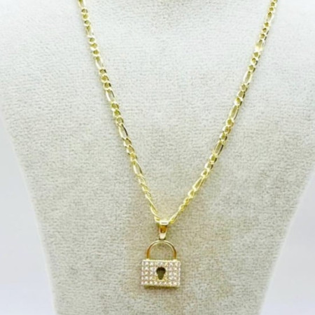 Kenzari Jewellery 14k Gold Necklace with Padlock Pendant for Women - 3.05 Grams