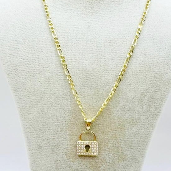 Kenzari Jewellery 14k Gold Necklace with Padlock Pendant for Women - 3.05 Grams