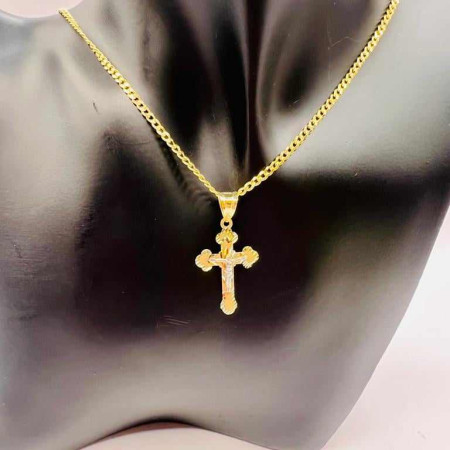 Kenzari Jewellery 14k Gold Necklace with Cross Pendant for Women - 3.27 Grams