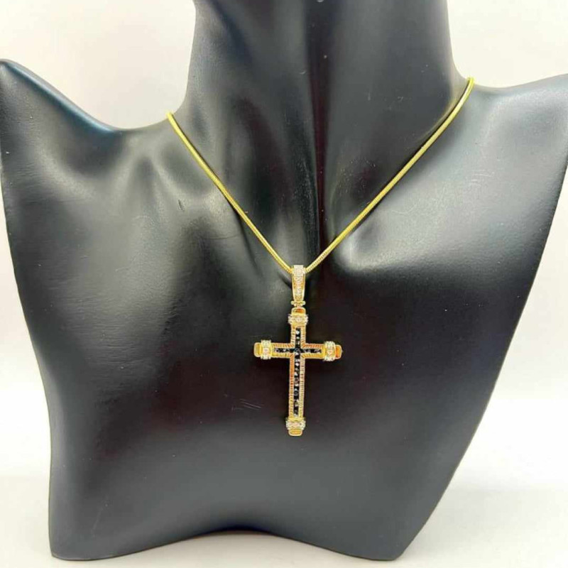 Kenzari Jewellery 14k Gold Necklace with Cross Pendant for Women - 12.74 Grams