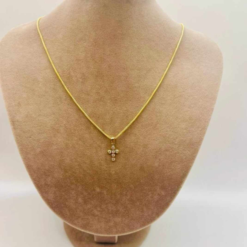 Kenzari Jewellery 14k Gold Necklace with Cross Pendant for Women - 3.55 Grams
