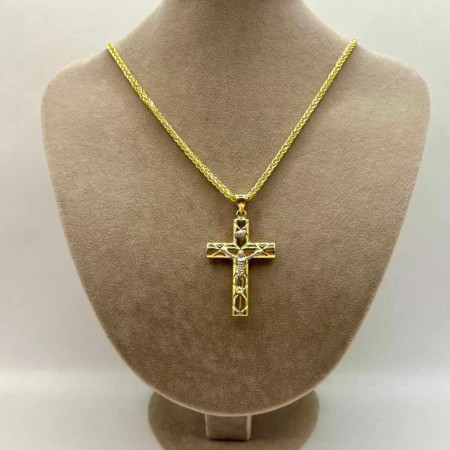 Kenzari Jewellery 14k Gold Necklace with Cross Pendant for Women - 12.44 Grams