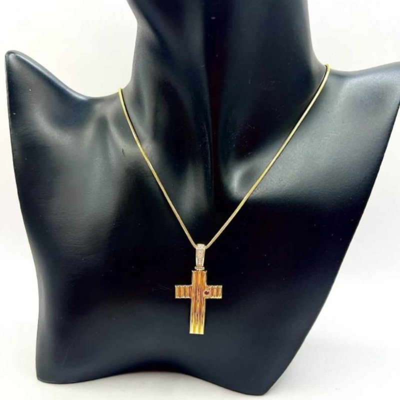 Kenzari Jewellery 14k Gold Necklace with Cross Pendant for Women - 7.14 Grams