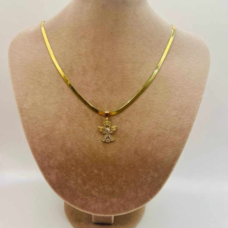 Kenzari Jewellery 14k Gold Necklace with Angel Pendant for Women - 7.15 Grams