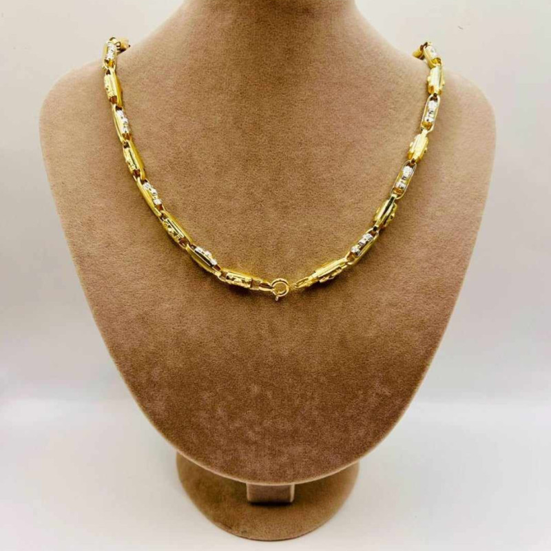 Kenzari Jewellery 14k Gold Two Tone Necklace for Men - 22.30 Grams Kenzari Jewellery 14k Gold Two Tone Necklace for Men - 22.30 Grams