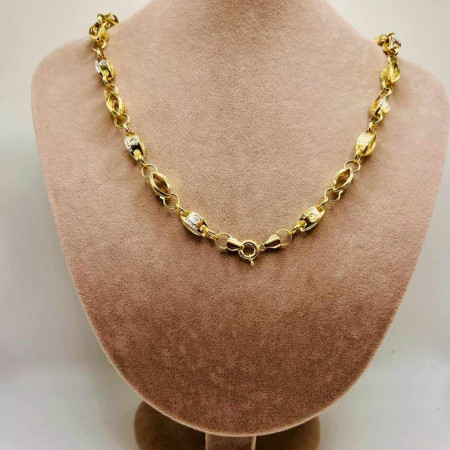 Kenzari Jewellery 14k Gold Two Tone Necklace for Men - 15.60 Grams Kenzari Jewellery 14k Gold Two Tone Necklace for Men - 15.60 Grams