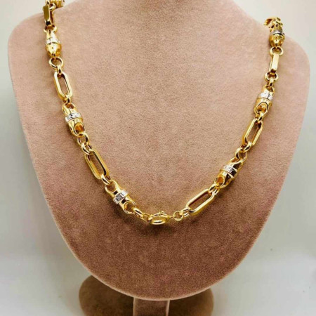 Kenzari Jewellery 14k Gold Two Tone Necklace for Men - 22.77 Grams