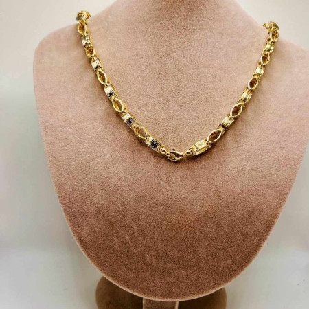 Kenzari Jewellery 14k Gold Two Tone Necklace for Men - 23.75 Grams