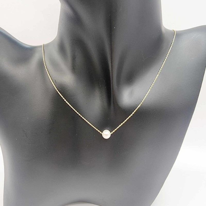 Kenzari Jewellery 14k Gold White Pearl Necklace for Women - 1.60 Grams Kenzari Jewellery 14k Gold White Pearl Necklace for Women - 1.60 Grams