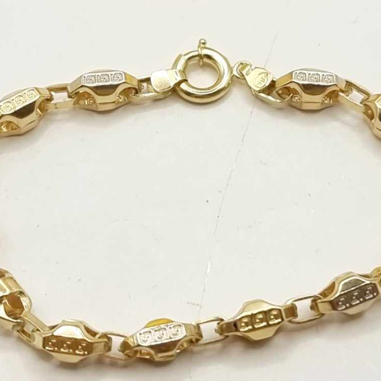 Kenzari Jewellery 14k Gold Link Chain Bracelet for Men -5.46 Grams