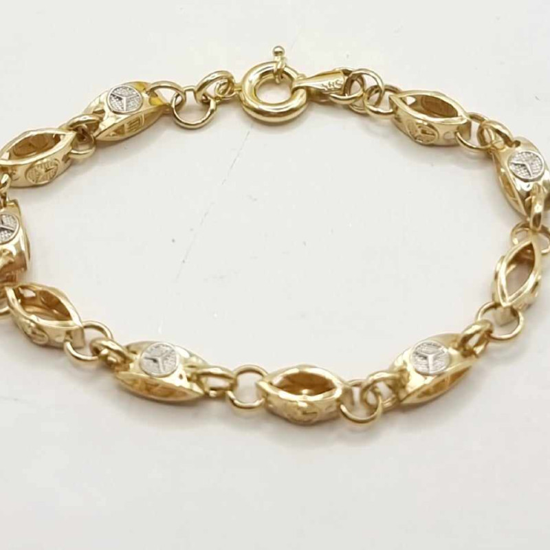 Kenzari Jewellery 14k Gold Chain Link Bracelet for Men -4.07 Grams