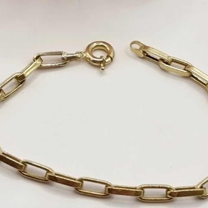 Kenzari Jewellery 14k Gold Box Chain Bracelet for Men -4.35 Grams
