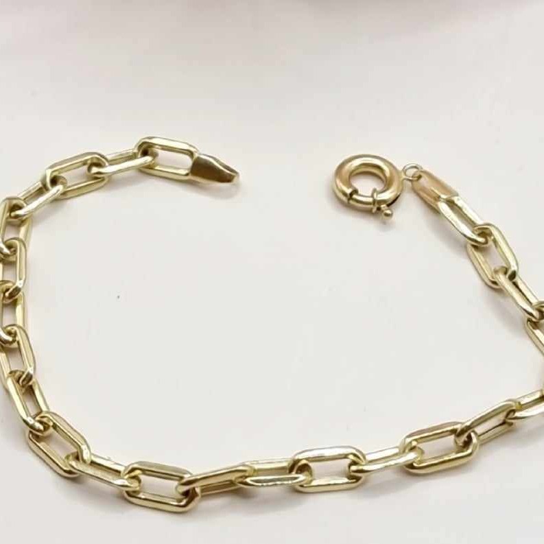 Kenzari Jewellery 14k Gold Box Chain Bracelet for Men -3.97 Grams