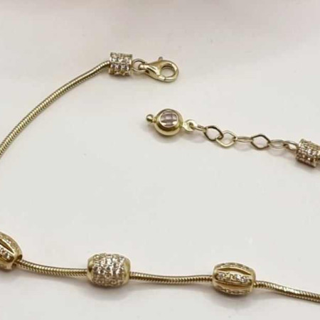 Kenzari Jewellery 14k Gold Chain Bracelet with Cubic Zirconia Accents for Women -5.24 Grams Kenzari Jewellery 14k Gold Chain Bracelet with Cubic Zirconia Accents for Women -5.24 Grams