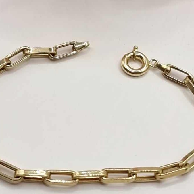 Kenzari Jewellery 14k Gold Box Chain Bracelet for Men -4.48 Grams