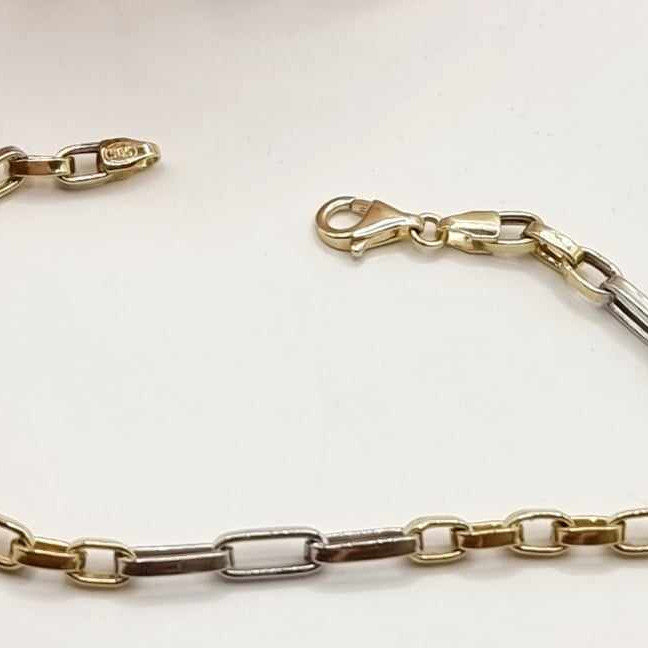 Kenzari Jewellery 14k Gold Two Tone Square Bracelet for women -3.85 Grams