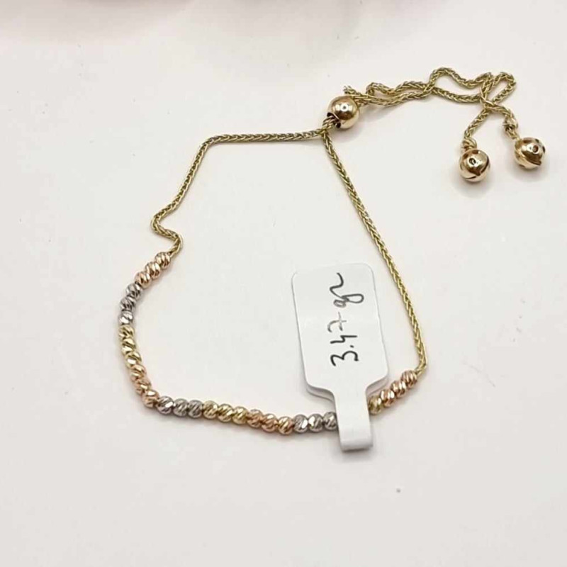 Kenzari Jewellery 14k Gold Tri Colour Chain Bracelet for Women -3.47 Grams