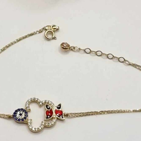 Kenzari Jewellery 14k Gold Chain with Butterfly Accent Bracelet for Women -2.97 Grams