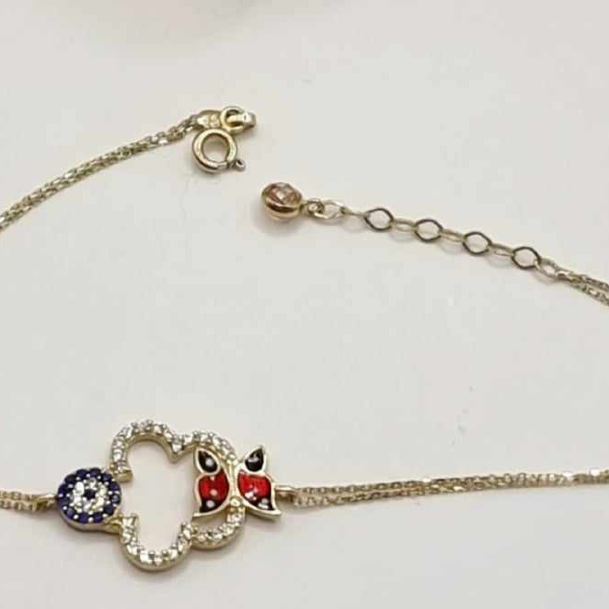 Kenzari Jewellery 14k Gold Chain with Butterfly Accent Bracelet for Women -2.97 Grams